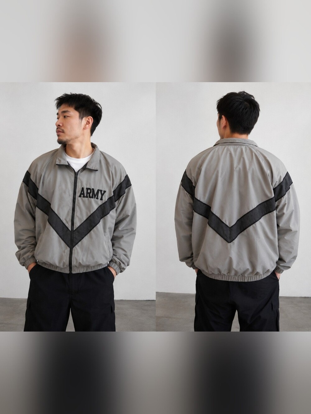 Vintage Y2K US Army PFU Reflective Track Jacket Gray XL Long Skilcraft Windbreak